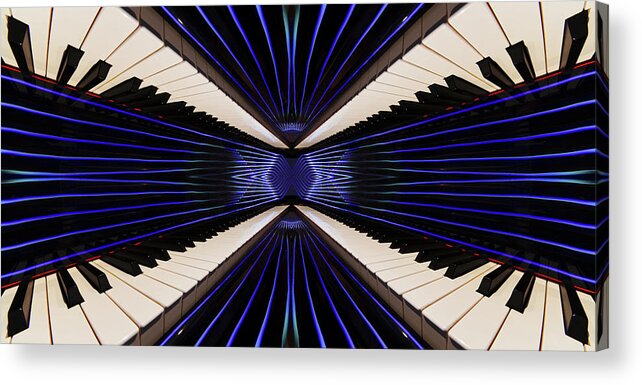 Piano Acrylic Print featuring the photograph PianoScape #2 - piano keyboard abstract mirrored perspective by Peter Herman