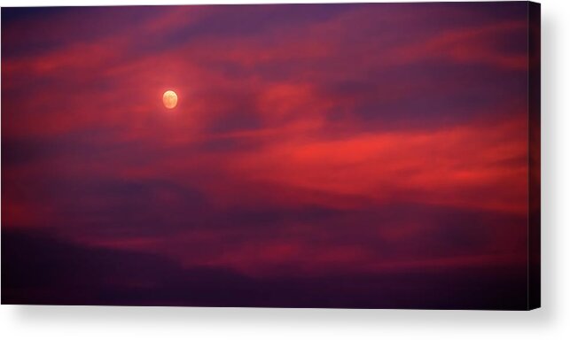 Clouds Acrylic Print featuring the photograph Red Moon by Steve Sullivan