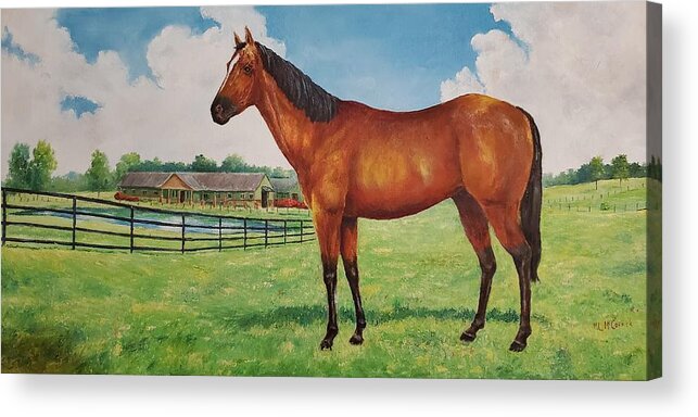 Kentucky Kentucky Derby Equestrian Horse Horseracing Derby Thoroughbred Racing Art Artwork Artist Oil Painting  Acrylic Print featuring the painting Run for the Roses by ML McCormick