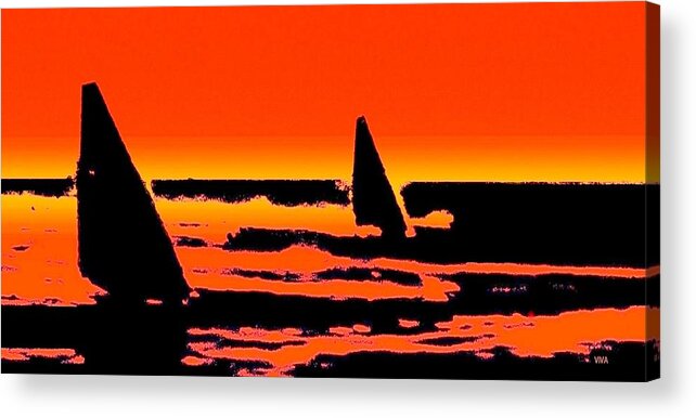Sailiing Acrylic Print featuring the photograph Sailing In Paradise - Silhouette by VIVA Anderson