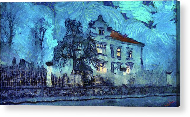 Stormy Night Acrylic Print featuring the painting Stormy night by George Rossidis