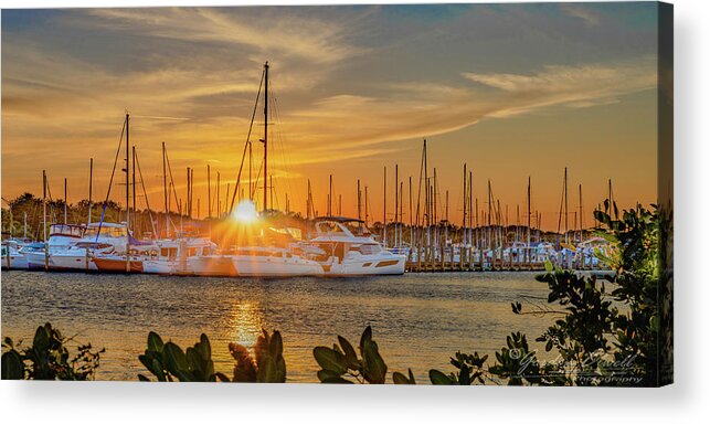 Titusville Acrylic Print featuring the photograph Sunset at the Harbor by Gordon Elwell