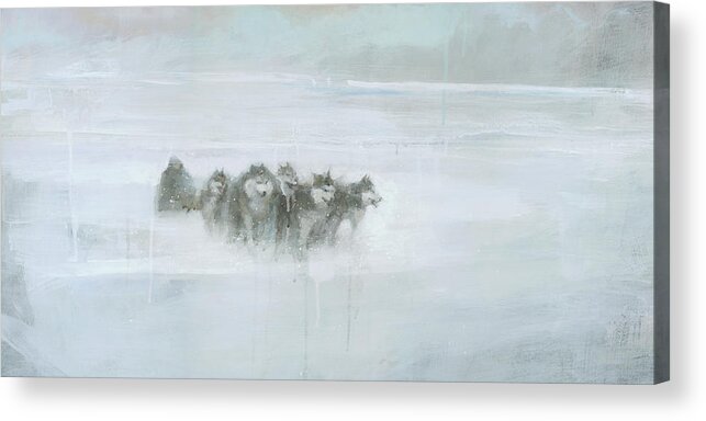 Huskies Acrylic Print featuring the painting The Explorer by Steve Mitchell