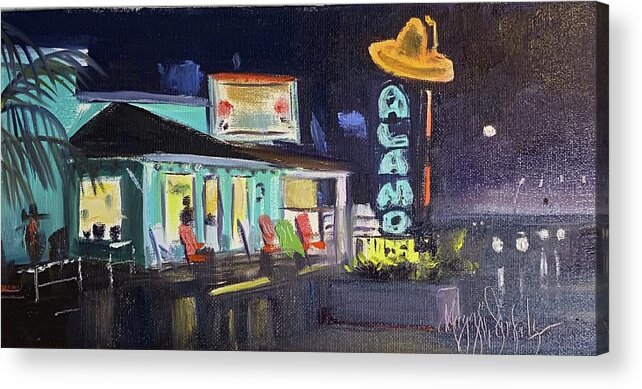Neon Acrylic Print featuring the painting Theres No Basement at the Alamo by Maggii Sarfaty