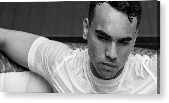 Hunk Acrylic Print featuring the photograph Toni, black and white by Jim Whitley