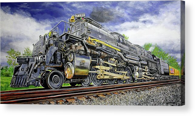 Union Pacific Acrylic Print featuring the painting Union Pacific Big Boy Steam Engine by Karl Wagner