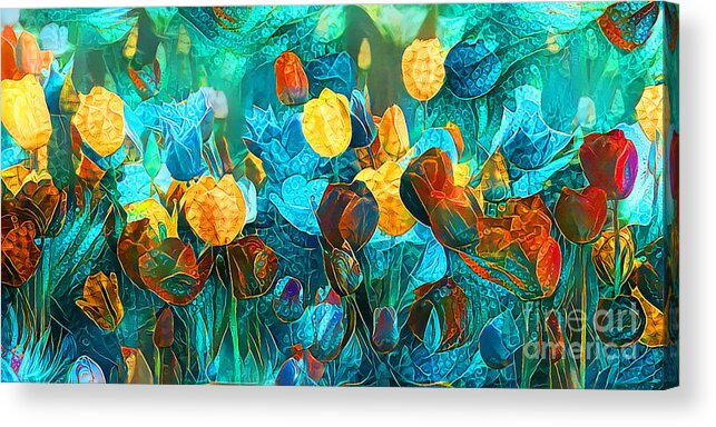 Wingsdomain Acrylic Print featuring the photograph Wildflowers Tulips in Contemporary Vibrant Color Motif 20200506v13 long by Wingsdomain Art and Photography