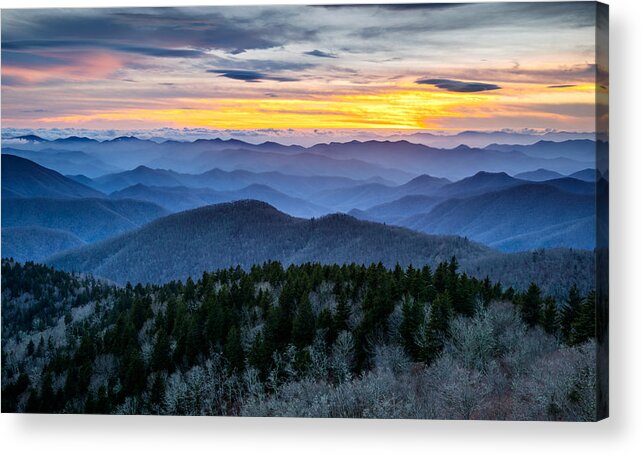 Blue Ridge Parkway Acrylic Print featuring the photograph Blue Ridge Parkway Landscape Photography - Hazy Shades of Winter by Dave Allen