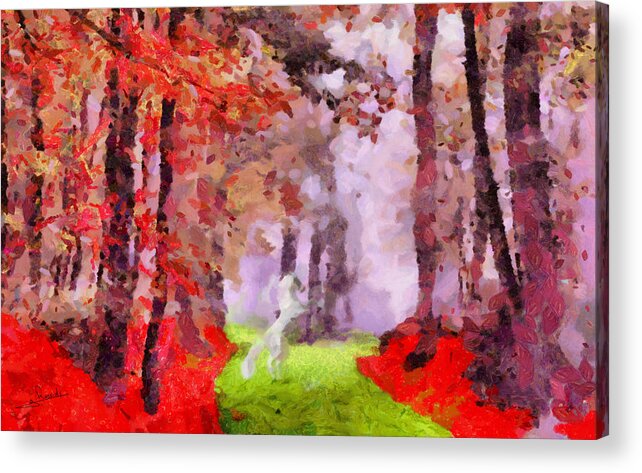 Rossidis Acrylic Print featuring the painting Dream forest by George Rossidis