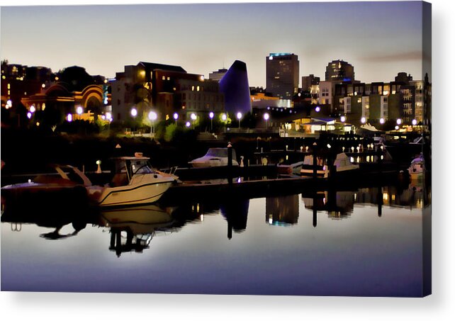 Foss Waterway Acrylic Print featuring the photograph Foss Waterway at night by Ron Roberts