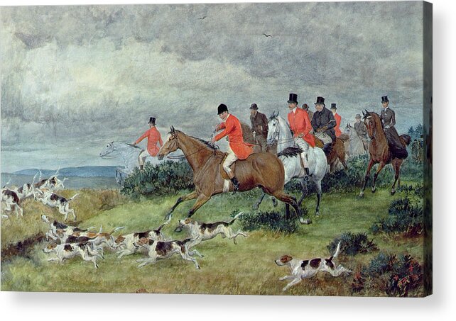 Hunting Acrylic Print featuring the painting Fox Hunting in Surrey by Randolph
