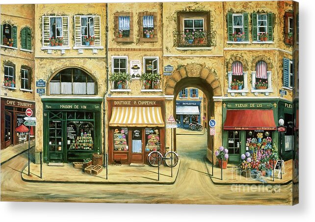 Wine Shop Acrylic Print featuring the painting Les Rues de Paris by Marilyn Dunlap