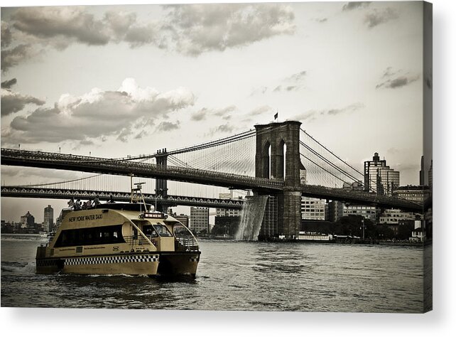 Brooklyn Bridge Acrylic Print featuring the photograph Water Taxi by Roni Chastain