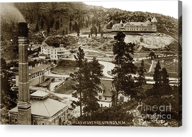 Hot Springs Hotel Acrylic Print featuring the photograph Montezuma Hot Springs Hotel, LAS VEGAS, NEW MEXICO by Monterey County Historical Society