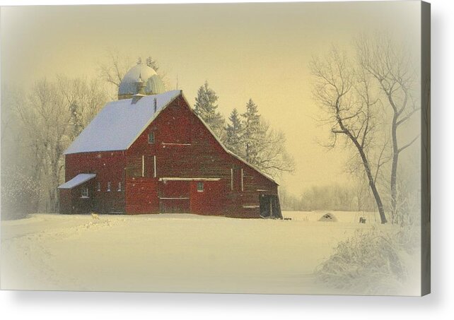 Barn Acrylic Print featuring the photograph Wintery Barn by Julie Lueders 