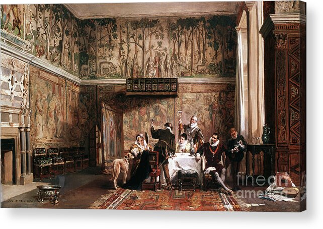 Rubbing Alcohol Acrylic Print featuring the drawing Interior Of Haddon Hall, 19th Century by Print Collector