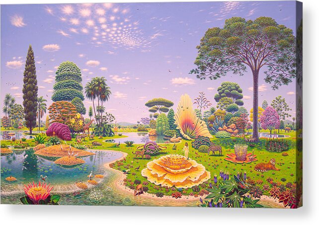 Nature . Trees Acrylic Print featuring the painting Garden of Peace by Tuco Amalfi