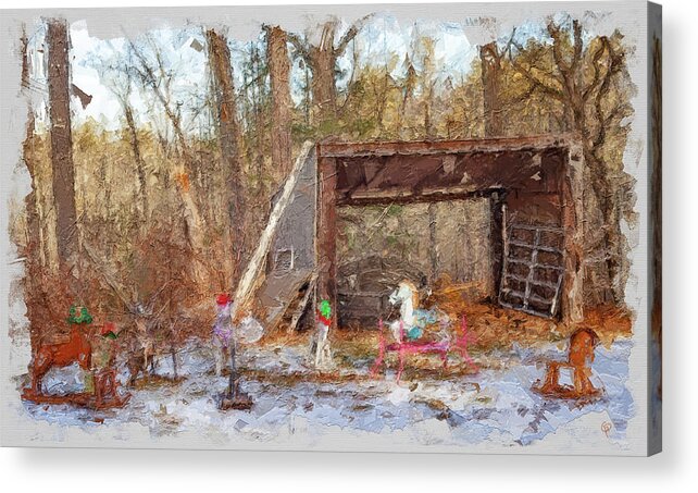 Digital Paint Acrylic Print featuring the digital art Horse Paddock by George Pennington