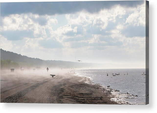 Jurmala Beach Acrylic Print featuring the photograph Welcome to Jurmala /Walk On The Misty Beach by Aleksandrs Drozdovs