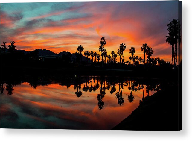 Sunset Acrylic Print featuring the photograph Sunset at Ironwood CC, Palm Desert, California by Bonnie Colgan