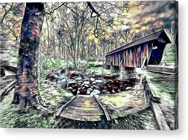 North Carolina Acrylic Print featuring the painting Twisted Bridge ap by Dan Carmichael