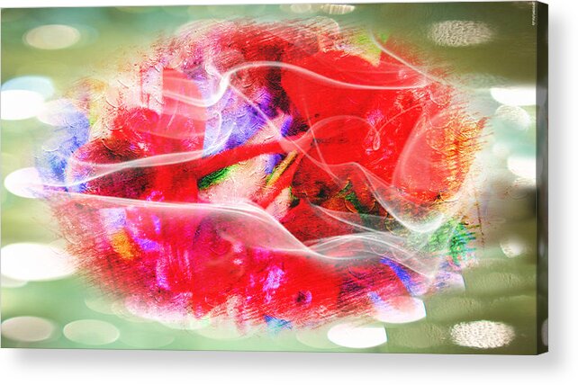 Passion Acrylic Print featuring the painting The Flowers of Fiery Red in Abstract Concept by Xueyin Chen
