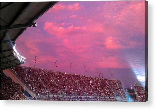 Dusk Acrylic Print featuring the photograph Bryant-Denny Painted Sky by Kenny Glover