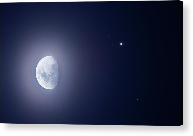 Moon Acrylic Print featuring the photograph Moon And Jupiter #1 by Luis Argerich