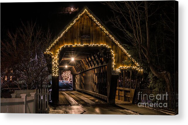 Vermont Covered Bridge Acrylic Print featuring the photograph Woodstock Middle Bridge. #3 by New England Photography