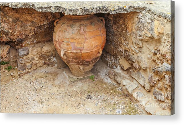 Agia Acrylic Print featuring the photograph Ancient Minoan jars at Phaistios in Greece by Patricia Hofmeester