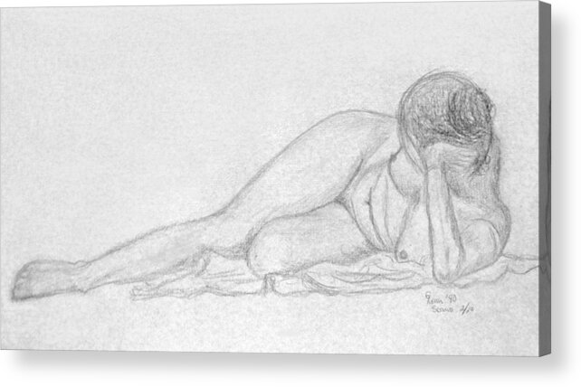 Nude Acrylic Print featuring the drawing 20 Minute Nude by Glenn Scano