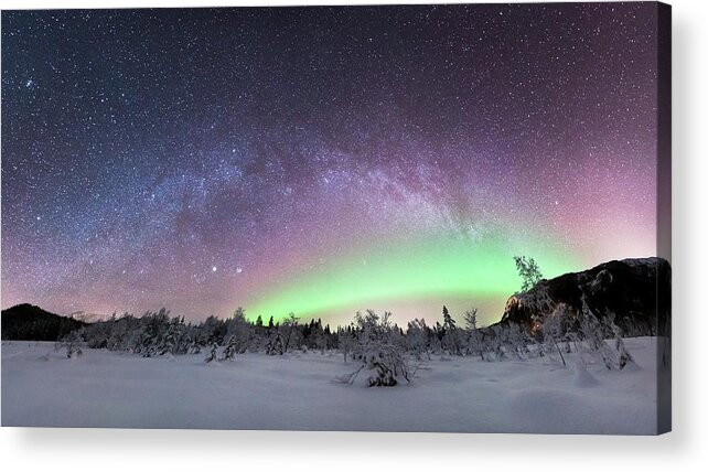 Nobody Acrylic Print featuring the photograph Aurora Borealis And Milky Way #3 by Tommy Eliassen