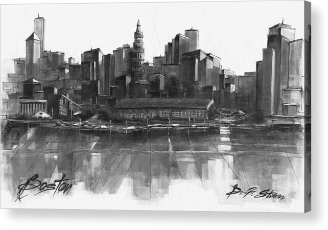 Fineartamerica.com Acrylic Print featuring the painting Boston Skyline #30 by Diane Strain