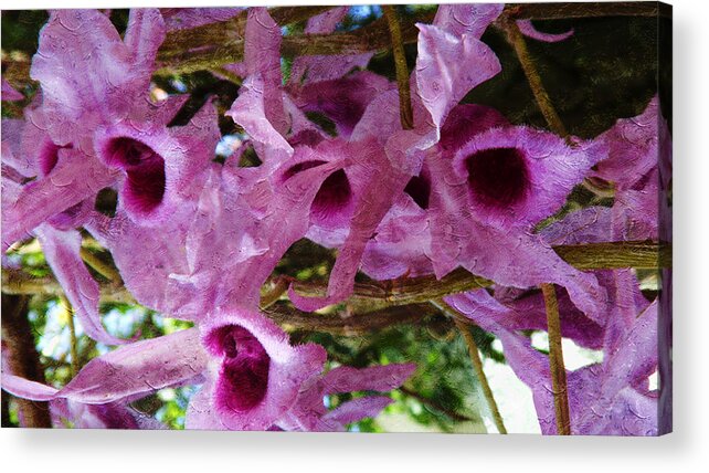 Interior Acrylic Print featuring the painting Purple Orchids #2 by Xueyin Chen