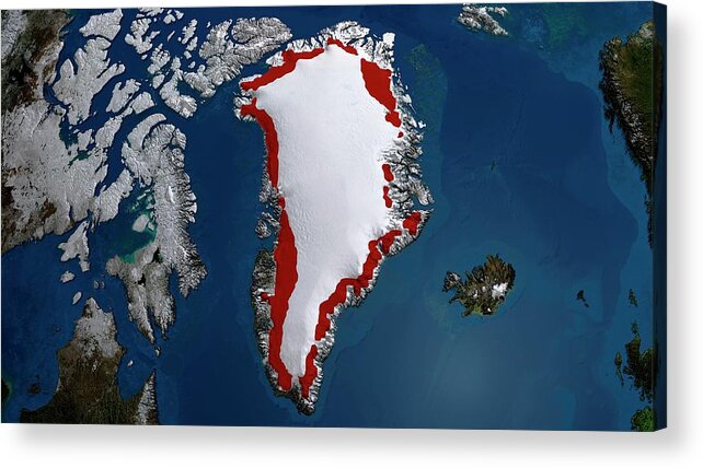 Island Acrylic Print featuring the photograph Greenland Ice Melt #4 by Nasa/gsfc-svs/science Photo Library