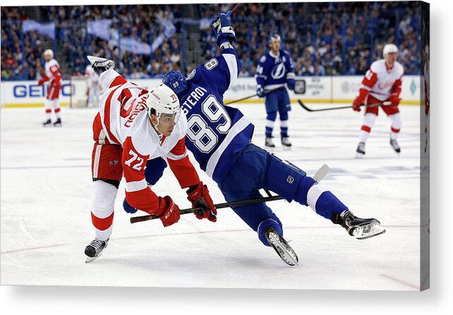 Playoffs Acrylic Print featuring the photograph Detroit Red Wings V Tampa Bay Lightning #6 by Mike Carlson