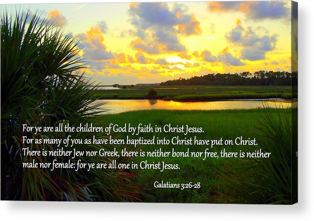 Scripture Acrylic Print featuring the photograph All One in Christ Jesus by Sheri McLeroy