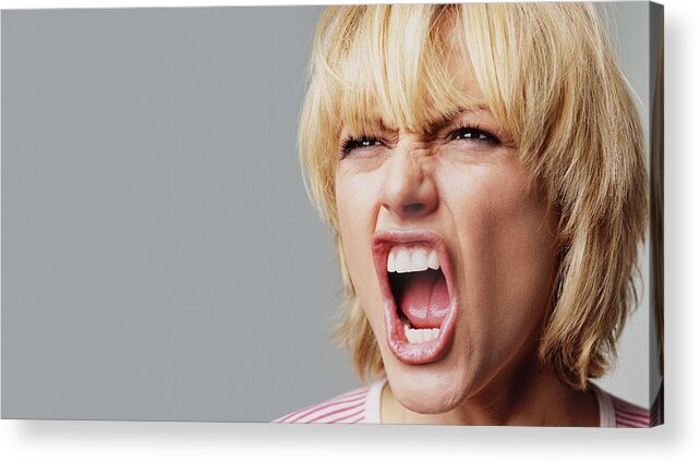 People Acrylic Print featuring the photograph Angry young woman by Peter Dazeley