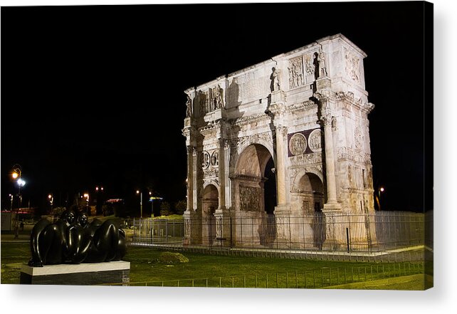 Rome Acrylic Print featuring the photograph Arch of Constantine at night by Weston Westmoreland