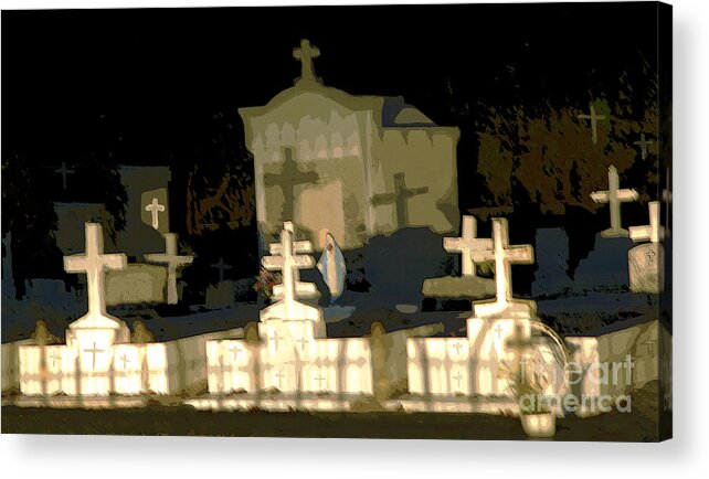 Lacombe Cemetery Acrylic Print featuring the photograph Louisiana Midnight Cemetery Lacombe by Luana K Perez