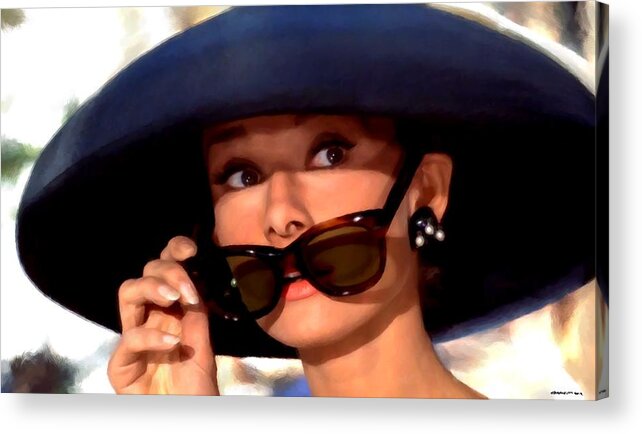Audrey Hepburn Acrylic Print featuring the digital art Audrey Hepburn @ Breakfast at Tiffany's by Gabriel T Toro