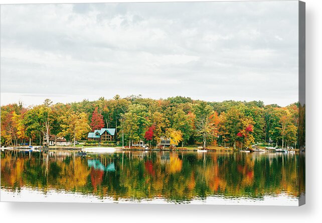 Nyc Acrylic Print featuring the photograph Autumn at the Lake - Pocono Mountains by Vivienne Gucwa