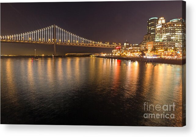 Bay Bridge Acrylic Print featuring the photograph Bay Bridge Lights and City by Kate Brown