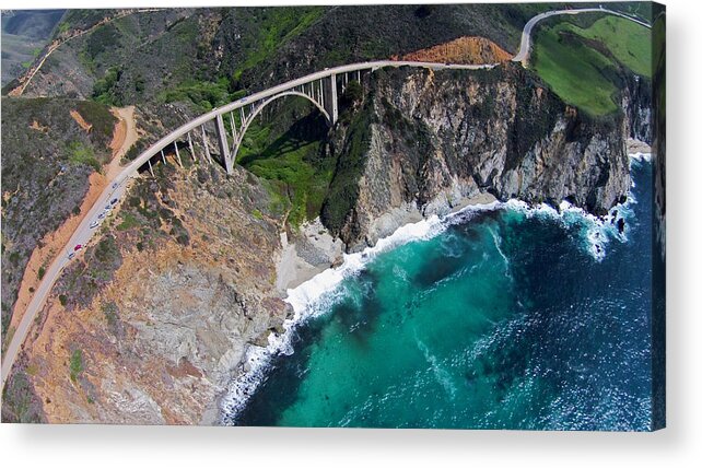 Above Acrylic Print featuring the photograph Bixby Bridge from above by David Levy