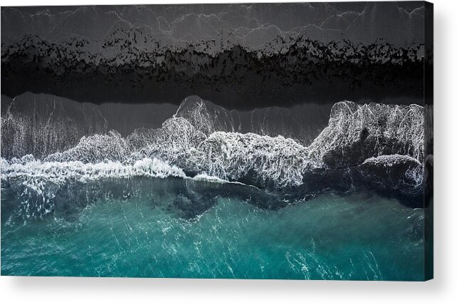 Aerial Acrylic Print featuring the photograph Black Beach by Marcus Hennen