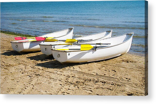 Lake Acrylic Print featuring the photograph Boats by Milena Ilieva