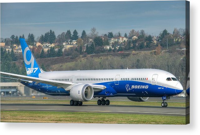 Boeing Acrylic Print featuring the photograph Boeing 787-9 takeoff by Jeff Cook