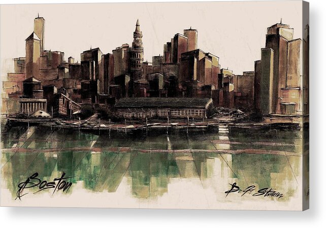 Fineartamerica.com Acrylic Print featuring the painting Boston Skyline Number 3311 by Diane Strain