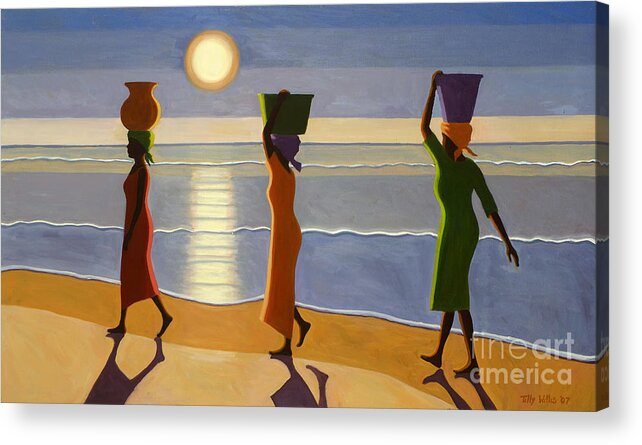 3 Acrylic Print featuring the painting By The Beach by Tilly Willis