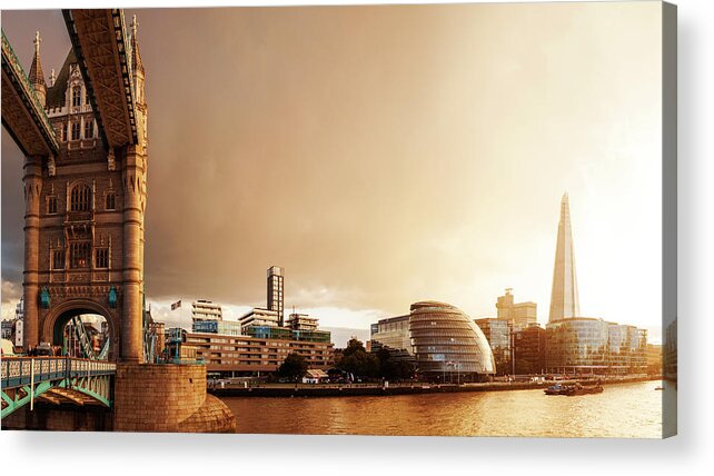 Panoramic Acrylic Print featuring the photograph Changing Faces Of London Skyline by Shomos Uddin